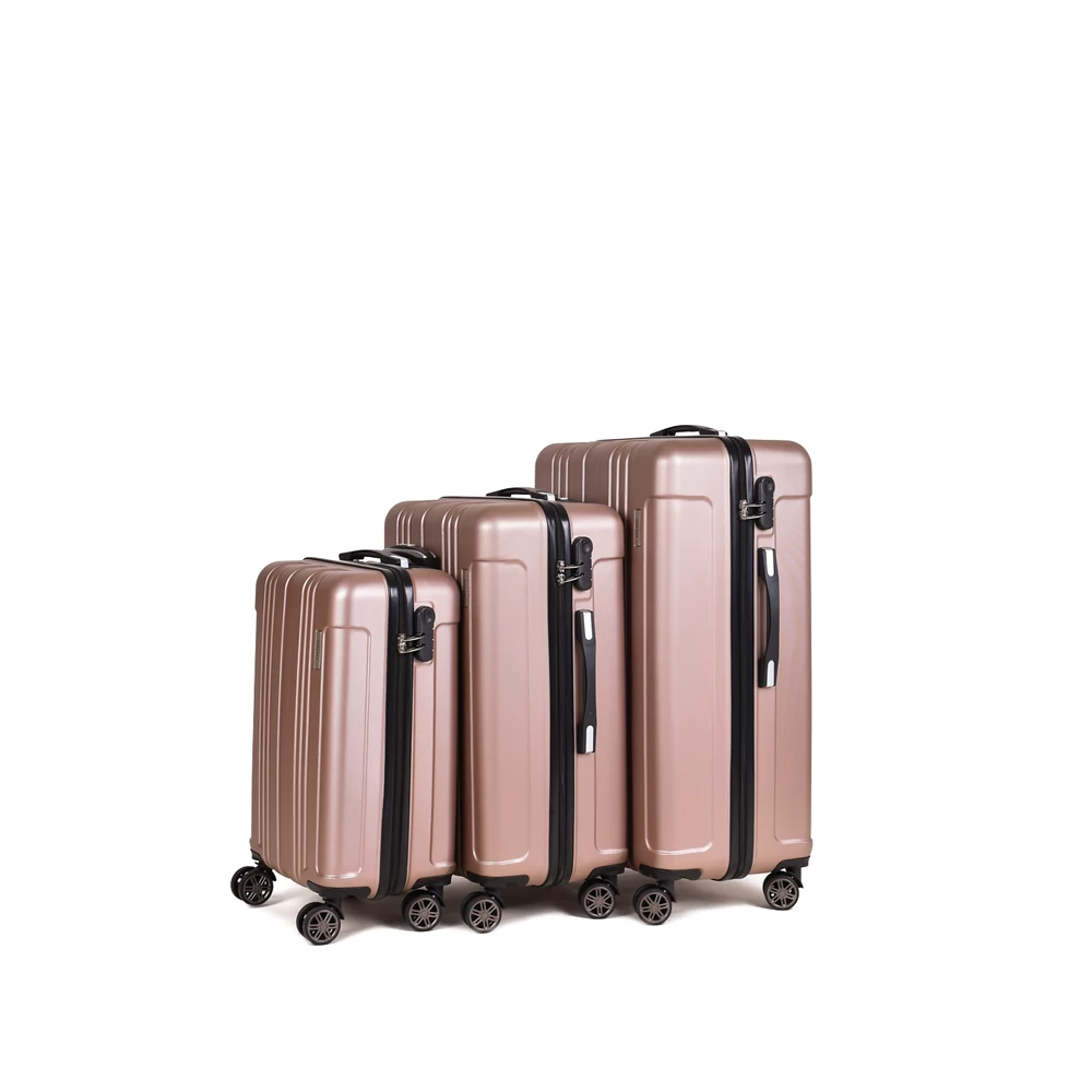 Hachi Kemény Falú Rosegold Három Darabos Bőrönd Szett