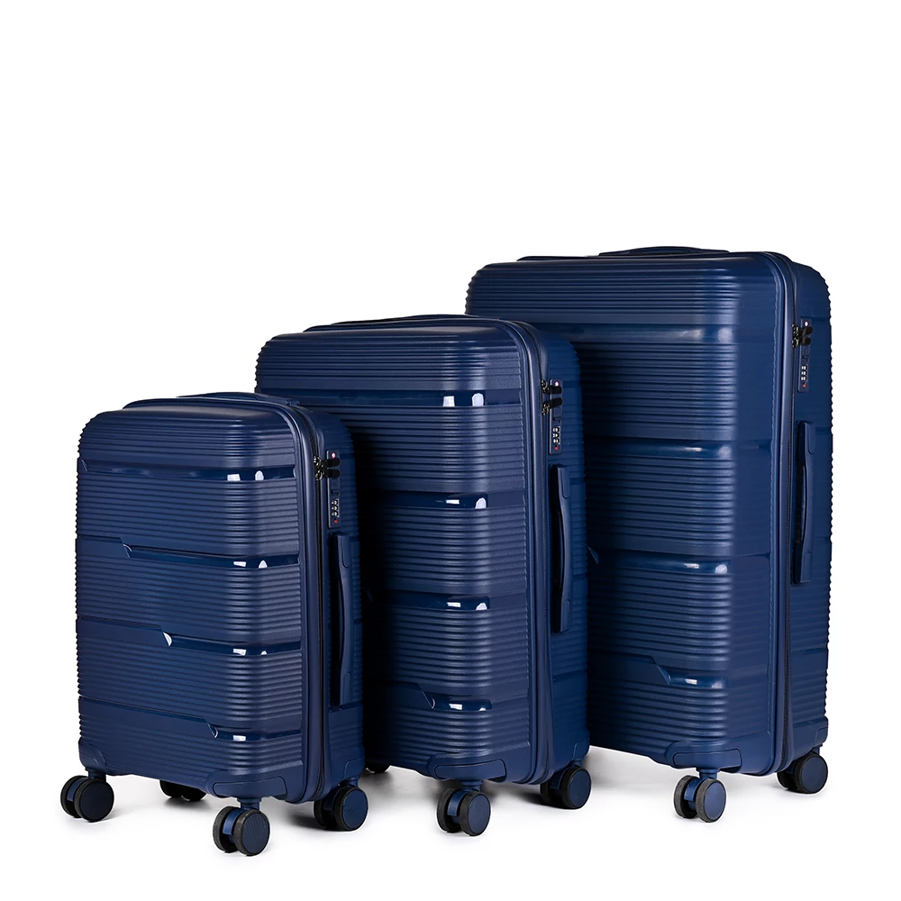 JoLank Sötétkék Extra Csendes Négykerekű Bőrönd Szett