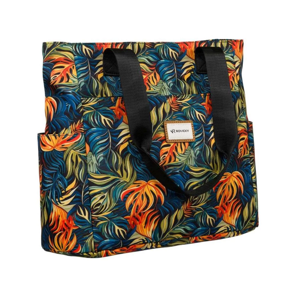 Rovicky Narancssárga-Kék Levél Mintás Shopper Táska