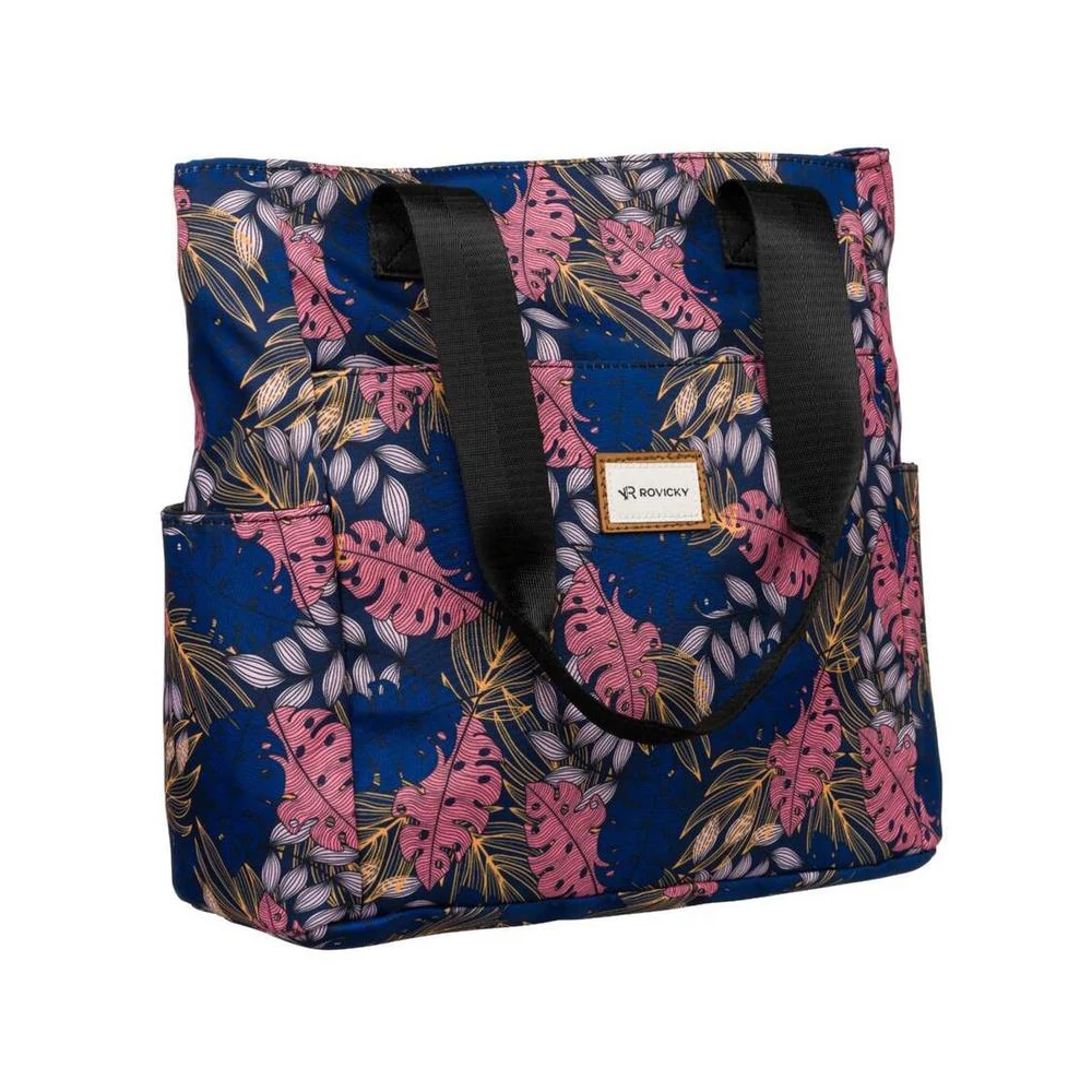 Rovicky Rózsaszín-Kék Levél Mintás Shopper Táska
