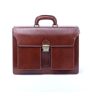 BESTY Unisex Barna Valódi Bőr Aktatáska