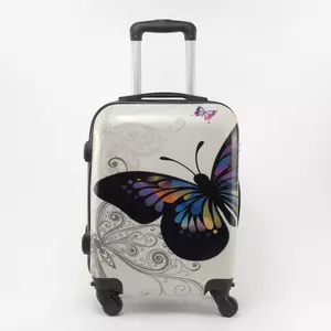 Ormi Fehér Pillangó Mintás Wizzair, Ryanair Méretű KabinBőrönd(53*36*20CM)