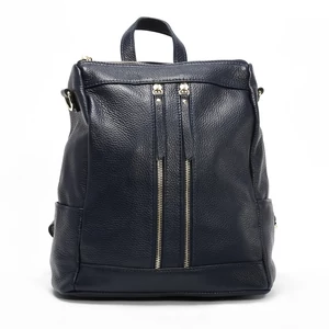 Divatos Sötétkék Valódi Bőr Női Hátizsák