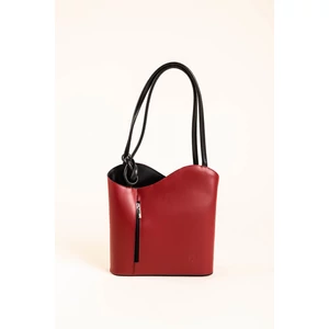 Besty Valódi Bőr Bordó Színű Válltáska/Hátizsák