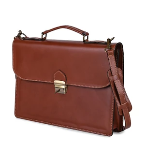 R&J Barna Unisex Műbőr Kulccsal Zárható Aktatáska