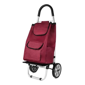 Bordó Kétkerekű Összecsukható Bevásárlókocsi