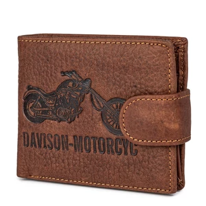 Barna Valódi Bőr Férfi Pénztárca Motor Mintával