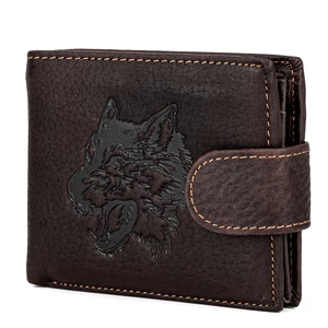 Kávébarna Valódi Bőr Férfi Pénztárca Fakras Mintával