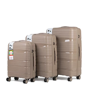 Strapabíró Sötétbézs Keményfalú Polipropilén Bőrönd Szett