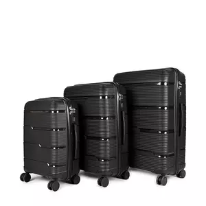 JoLank Fekete Extra Csendes Négykerekű Bőrönd Szett