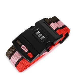 Piros Csíkos Bőröndpánt Heveder Számzárral - 1 db