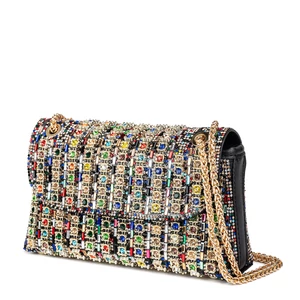 Fekete-Színes Strasszköves Csillogó Alkalmi Táska