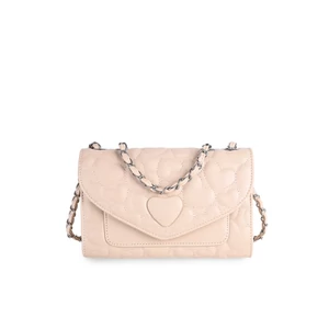 Bézs Szív Mintás Steppelt Alkalmi Táska