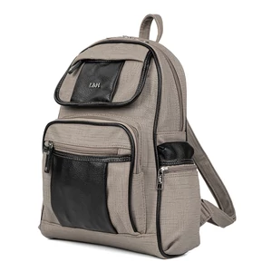 Barna Szövet Minta Hatású Műbőr Női Hátitáska