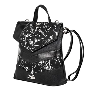 Zellia Fekete-Ezüst Színű Mintás Műbőr Többfunkciós Hátitáska