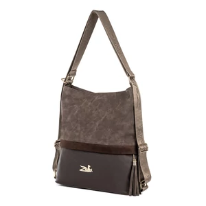 Zellia Barna Művelúr És Műbőr Többfunkciós Hátitáska