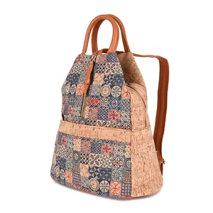 Barna-Kék Mintás Parafa Anyagú Hátitáska