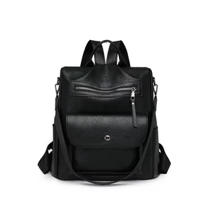 Fekete Női Műbőr Biztonságos Hátizsák