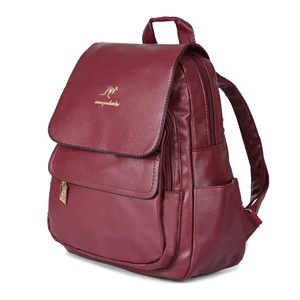 Bordó Műbőr Női Hátitáska Arany Kiegészítőkkel