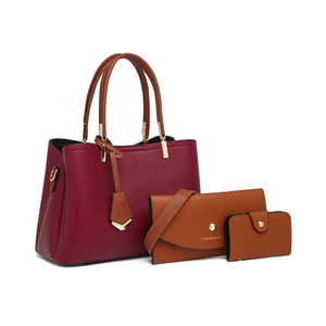 Bordó-Barna Három Részes Női Kézitáska Szett