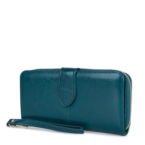 Kék Valódi Bőr Nagy Méretű Női Pénztárca