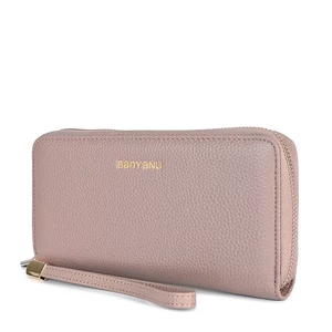 Púderrózsaszín Valódi Bőr Nagy Méretű Női Pénztárca