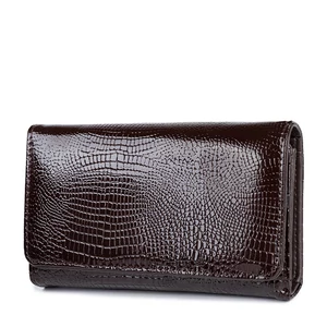 Kávébarna Hüllőbőr Mintás Lakk Patentos Pénztárca