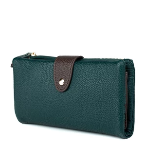 Méregzöld Nagyméretű Sokzsebes Csatos Pénztárca