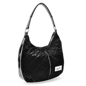 Zellia Fényes Fekete Steppelt Válltáska