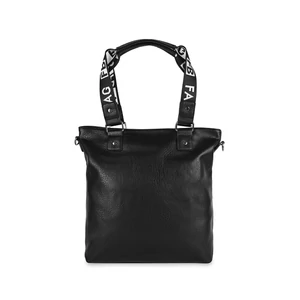 Fekete Műbőr Válltáska Feliratos Pántokkal
