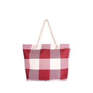 Bordó Kockás Strandtáska