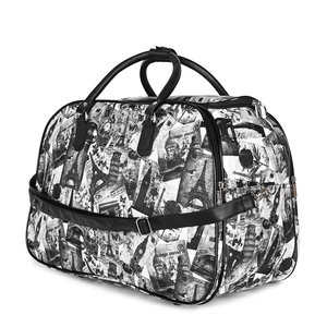 Fekete Világ Nevezetességei Mintás Nagy Méretű Utazótáska