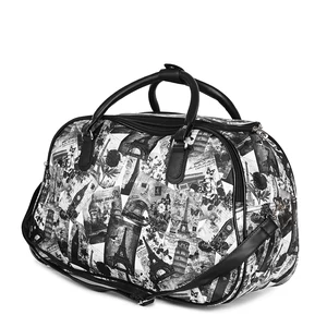 Fekete Világ Nevezetességei Mintás Közepes Méretű Utazótáska