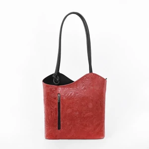 Besty Valódi Bőr Nyomott Mintás Piros Válltáska/Hátizsák