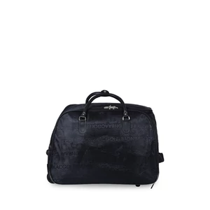 Nagyméretű Fekete Mintás Női Utazótáska Húzókarral