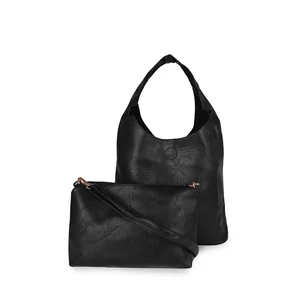 JGL Fekete Női Rostbőr Válltáska Neszeszerrel