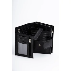 Kép 6/6 - Bellugio Fekete Nagyméretű Valódi Bőr Pénztárca RFID Címkével