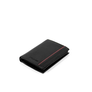 Kép 3/7 - Bellugio Fekete Férfi Valódi Bőr Pénztárca RFID Védelemmel, Piros Díszítéssel