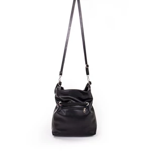 Kép 3/5 - Prestige Matt Fekete Színű Női Rostbőr Válltáska