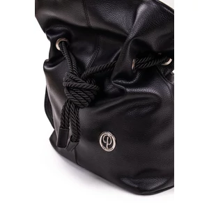 Kép 4/5 - Prestige Matt Fekete Színű Női Rostbőr Válltáska