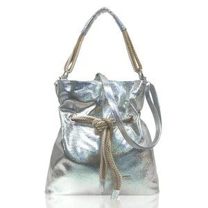 Kép 1/5 - Zellia Női Csillogós Ezüst Színű  Lakk Válltáska