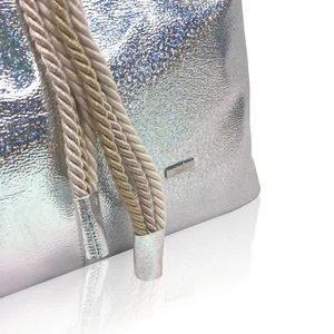 Kép 4/5 - Zellia Női Csillogós Ezüst Színű  Lakk Válltáska