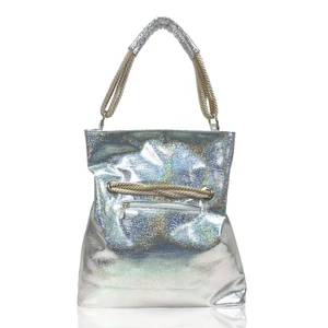 Kép 3/5 - Zellia Női Csillogós Ezüst Színű  Lakk Válltáska