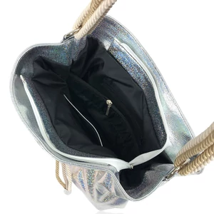 Kép 5/5 - Zellia Női Csillogós Ezüst Színű  Lakk Válltáska