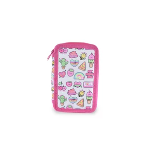 Kép 1/4 - Pink-Fehér Apró Mintákkal Díszített Tolltartó
