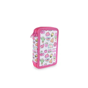 Kép 2/4 - Pink-Fehér Apró Mintákkal Díszített Tolltartó