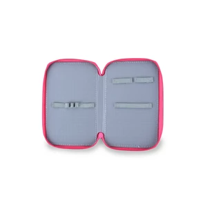 Kép 4/4 - Pink-Fehér Két Rekeszes Szemes Motívumokkal Díszített Tolltartó