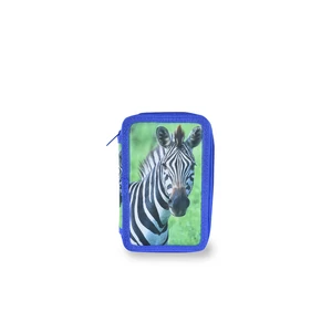 Kép 1/4 - Zöld Zebra Mintás Két RekeszesTolltartó