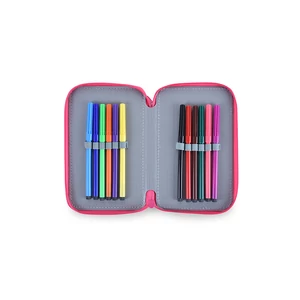 Kép 4/5 - Pink-Fehér Három Rekeszes Szemes Motívumokkal Díszített Tolltartó