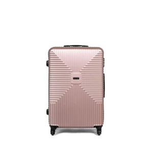 Kép 1/6 - Nagy Méretű Rosegold Négy Kerekű Kemény Falú Bőrönd